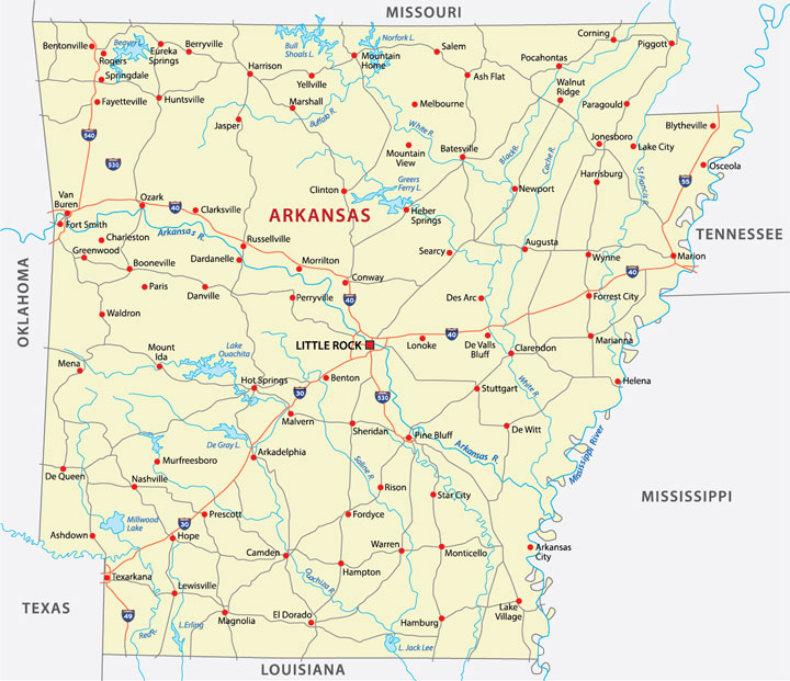 Service Area Map: Accounting Services / CPA - Area: Arkansas (state) --- COPYRIGHT SERVICE AREA CPAS MAPS 2022